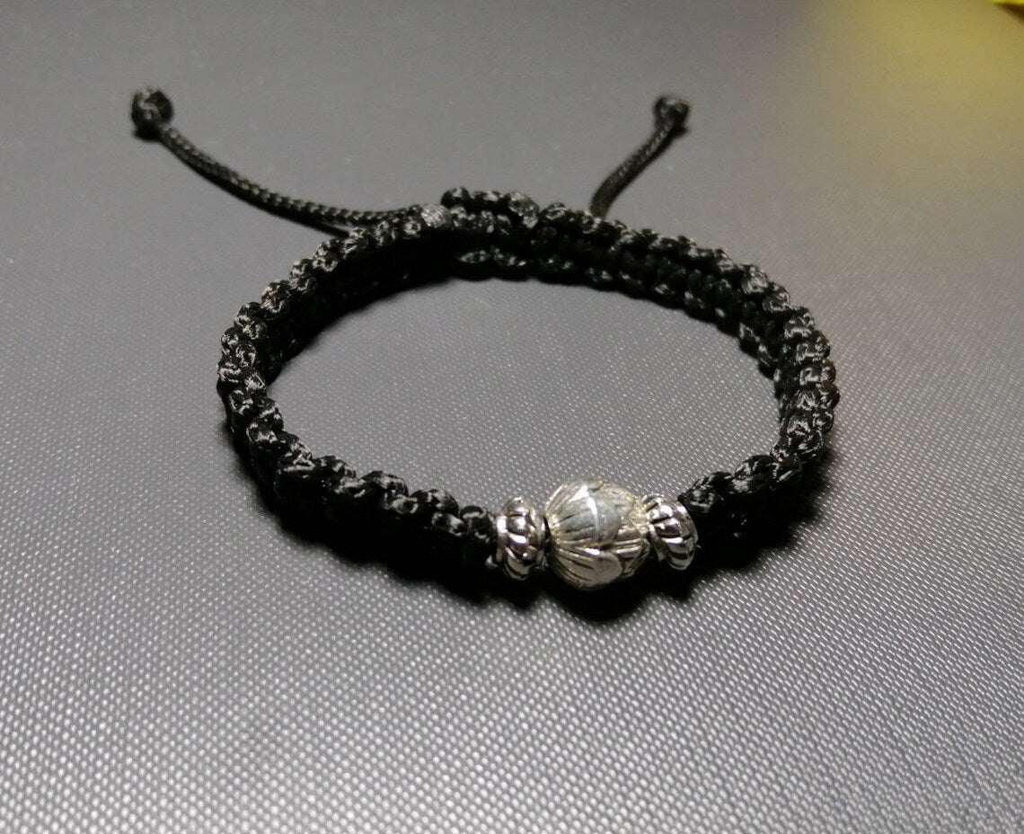 Macrame bracelet lotos Adjustable handmade bracelet Braided bracelet Macramé jewelry Good luck bracelet with lotus charm