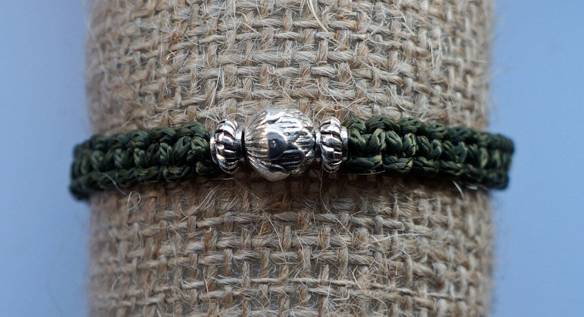 Macrame bracelet lotos Adjustable handmade bracelet Braided bracelet Macramé jewelry Good luck bracelet with lotus charm