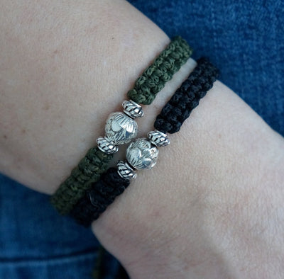 Macrame bracelet lotos Adjustable handmade bracelet Braided bracelet Macramé jewelry Good luck bracelet with lotus charm