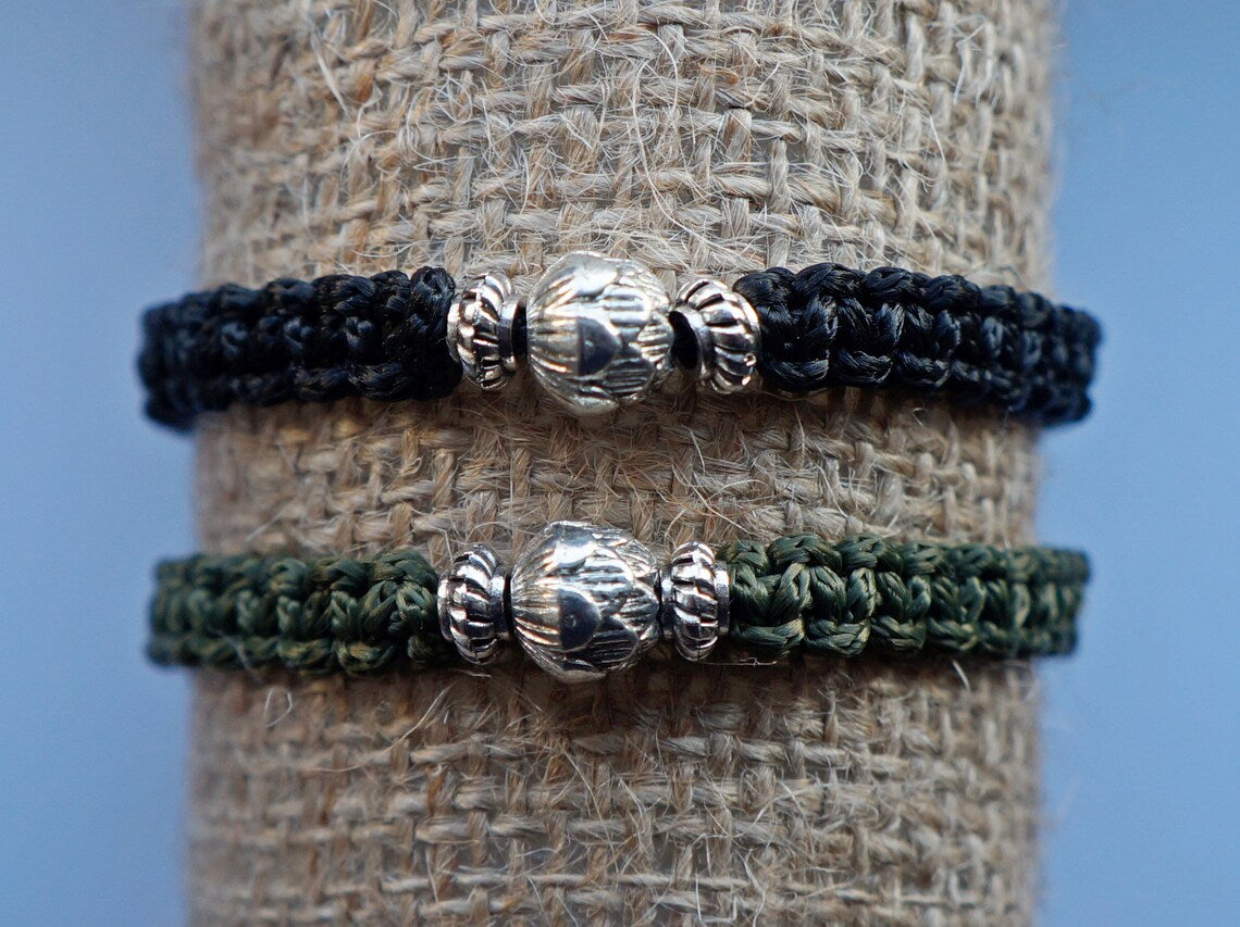 Macrame bracelet lotos Adjustable handmade bracelet Braided bracelet Macramé jewelry Good luck bracelet with lotus charm